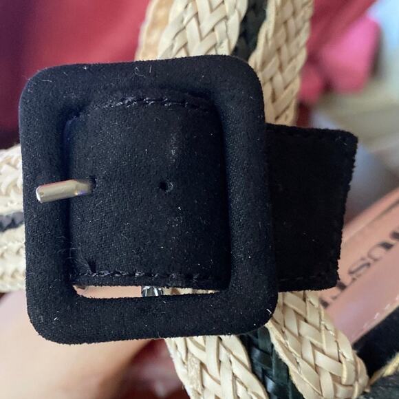 Stripe Espadrille Platform Sandals Womens 9.5 Brown Wedge Heel Open Toe Ladies - Picture 5 of 8